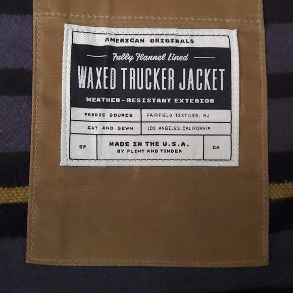 FLINT AND TINDER FLANNEL LINED WAXED TRUCKER JACKE - Picture 5 of 15